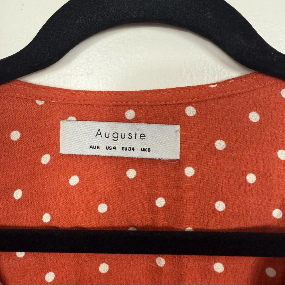 Auguste the label lily day rust orange polka dot mini dress size 4 - Picture 4 of 7